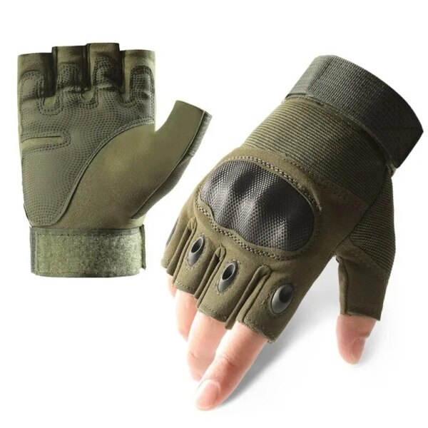 Guantes militares tácticos sin dedos para exteriores, guantes duros para nudillos, Paintball, Airsoft, caza, combate, equitación, senderismo, guantes militares de medio dedo