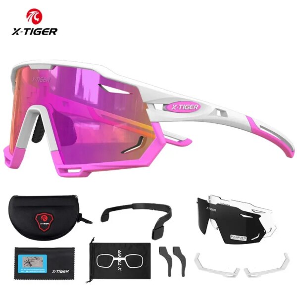 X-TIGER gafas de sol para ciclismo, nuevo diseño Original, montura blanca, gafas deportivas UV400 Esay, instalar bicicleta polarizada para hombres, carreras MTB