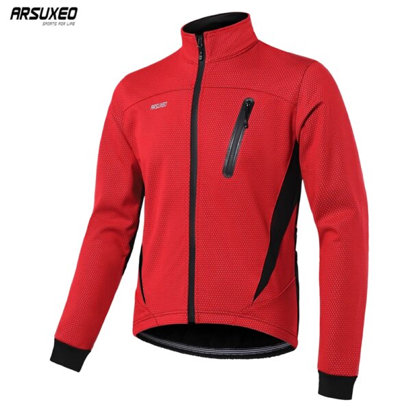 ARSUXEO-Chaqueta térmica para ciclismo para hombre, ropa polar cálida para invierno, cortavientos, impermeable, impermeable para motocicleta y bicicleta