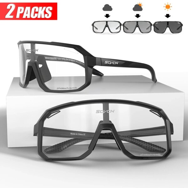 2 paquetes de gafas de sol fotocromáticas para ciclismo, gafas para ciclismo de montaña, gafas deportivas para hombre y mujer