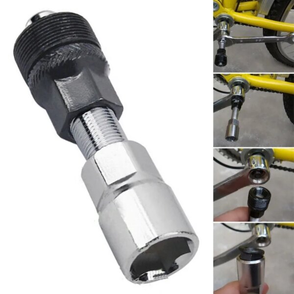 Práctico Extractor de rueda de manivela para bicicleta de montaña, soporte inferior, herramienta de reparación de Pedal de bielas de ciclismo, color plateado