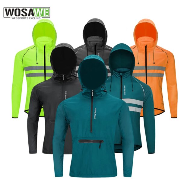 WOSAWE-Chaqueta reflectante impermeable para ciclismo para hombre, cortavientos de manga larga, chaleco sin mangas, abrigo para bicicleta, Jersey