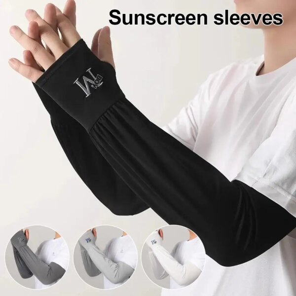 Guantes largos de medio dedo mangas de brazo protección solar UV cubierta de brazo fresco para ciclismo pesca correr deporte de escalada hombres Wom O2Z5