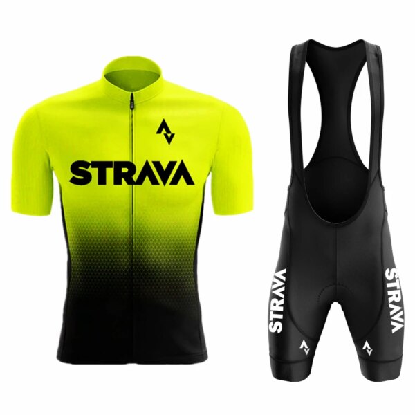 2023 Strava profesional bicicleta equipo Maillot de manga corta Ciclismo hombres Ciclismo Jersey conjuntos verano transpirable Ciclismo ropa traje