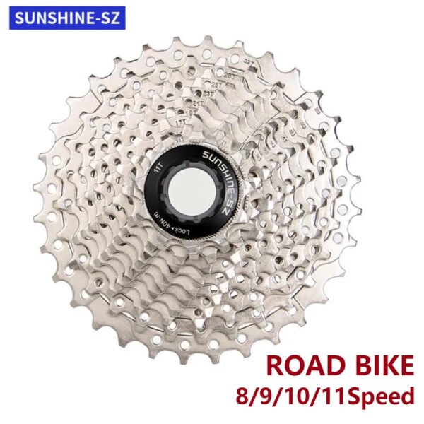 SUNSHINE-Cassette para bicicleta de carretera, 8, 9, 10, 11, 12 velocidades, 11-23T/25T/28T/30T/32T/34T/36T, piñón de volante para piezas de buje Shimano HG