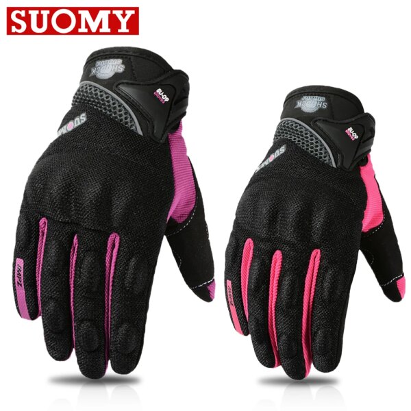 SUOMY Guantes de Moto de Carreras con Dedos Completos y Transpirables, Guantes portátiles Antideslizantes decorados con Estilo de Calidad, Talla Grande XXL, Negro