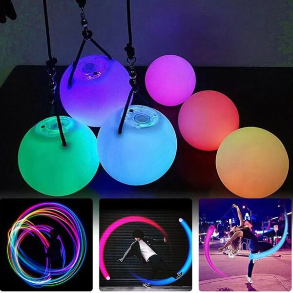 1 bola luminosa LED POI para lanzar accesorios profesionales de escenario de danza del vientre y accesorios de rendimiento