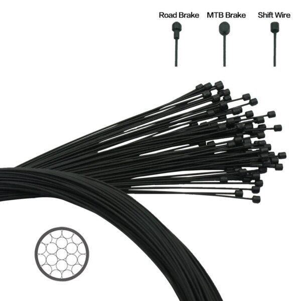 Cable recubierto para bicicleta de montaña, palanca de cambios para bicicleta de carretera, Cable de freno desviador delantero y trasero, 2100mm, 1550mm, 1700mm y 1100mm, 1 Uds.