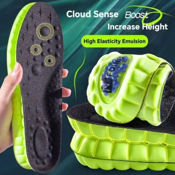 Plantillas deportivas 4D Cloud para zapatos, suela de cojín de aire de PU, desodorante suave con absorción de impacto, plantillas ortopédicas transpirables para correr, 1 par