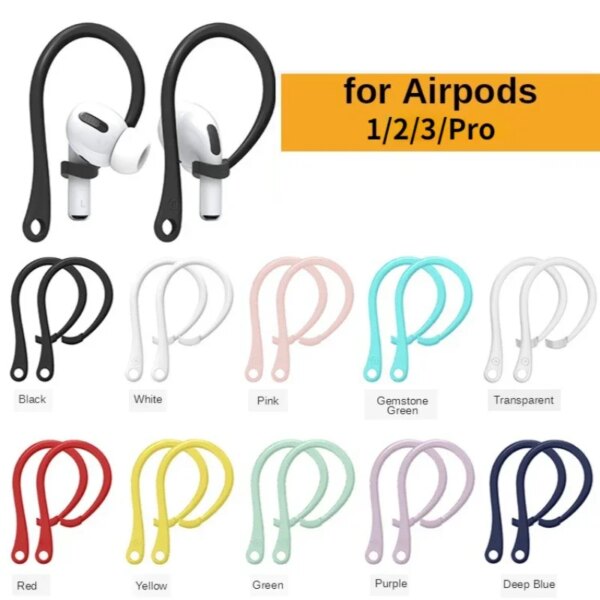 1 par de auriculares antipérdida con gancho para la oreja, ajuste seguro, auriculares inalámbricos de silicona, accesorios protectores, soportes para Apple AirPods 1, 2, 3 Pro