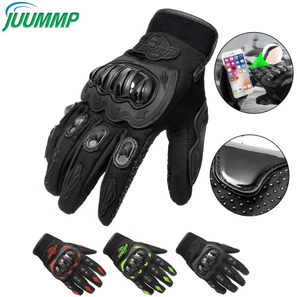 1 par de guantes de motocicleta de malla transpirable, guantes protectores de moto con pantalla táctil para hombres y mujeres BMX ATV MTB, carreras de carretera