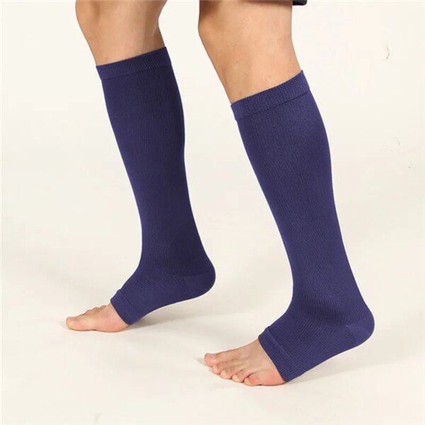 1 par de calcetines de compresión hasta la rodilla calcetines de soporte con punta abierta 18-21 Mm Fitness Running Leggings calcetines de copa