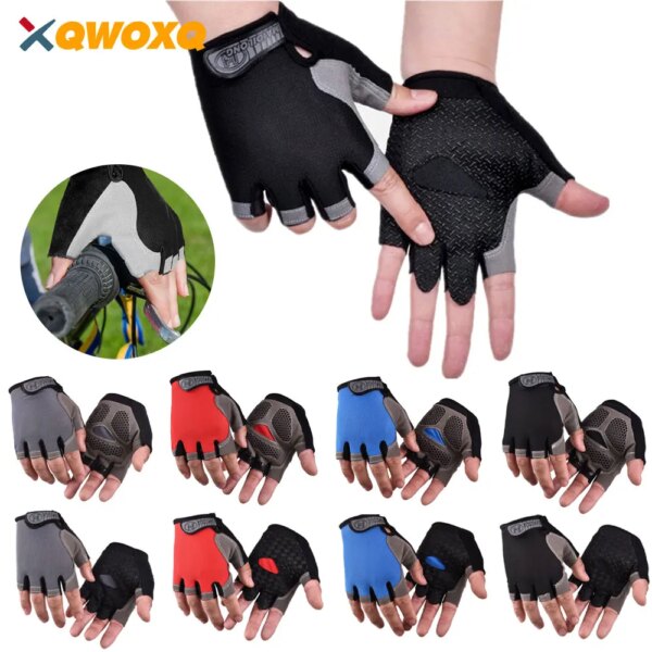 1 par de guantes de ciclismo para hombres y mujeres, guantes de ciclismo antideslizantes que absorben los golpes, almohadilla de Gel de medio dedo, guantes transpirables para bicicleta