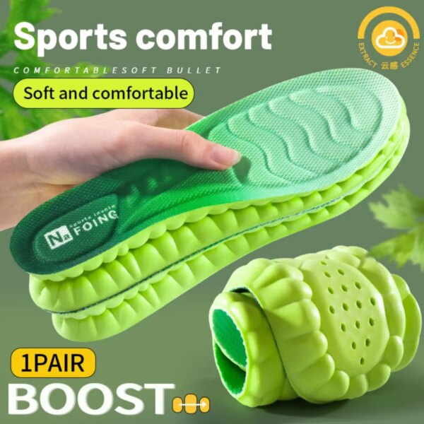 Plantillas deportivas de PU, plantillas transpirables antibacterianas y antiolor de alta elasticidad, cómodas para cojín de zapatos, 1 par