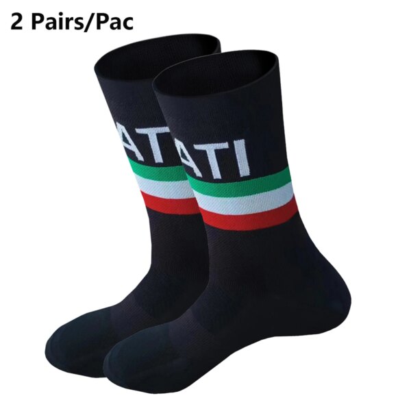 2 pares de calcetines deportivos del equipo ITALIA para hombre y mujer, calcetines transpirables a la moda para bicicleta, calcetines de fútbol para correr al aire libre de secado rápido