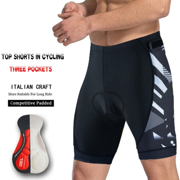 Pantalones cortos de ciclismo para hombre con 2 bolsillos, mallas deportivas con almohadilla de Gel Coolmax para triatlón y carretera, uniforme para ciclismo de montaña, 2024