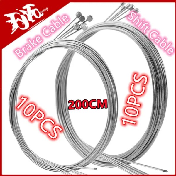 Línea de freno de bicicleta MTB, 200CM, 5/10 Uds., línea de velocidad de bicicleta, palanca de cambios de piñón fijo, Cable de cambio de freno, Cable interno central, bicicleta de carretera MTB