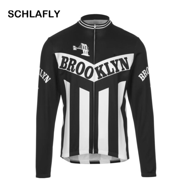 2019 hombres negro blanco ciclismo jersey manga larga retro bicicleta invierno polar lana y sin forro polar ropa de bicicleta schlafly otoño