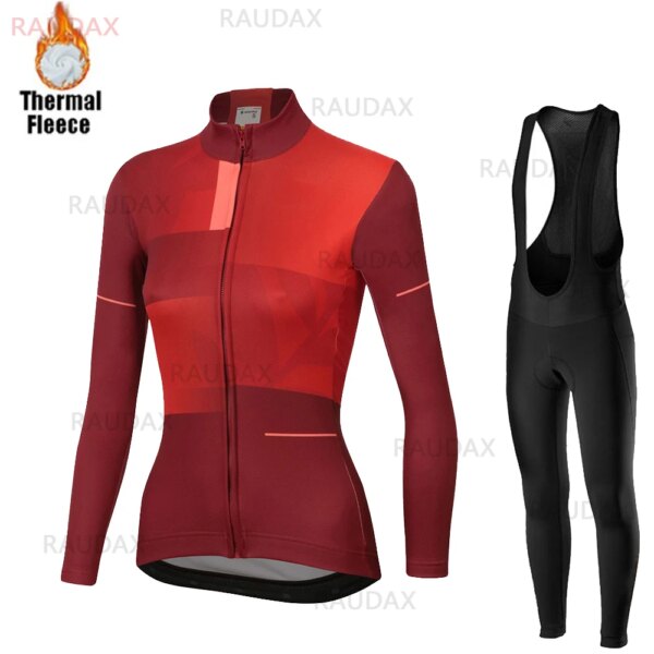 Ropa de ciclismo de manga larga para mujer, ropa térmica de lana para bicicleta de montaña y carretera, Jersey cálido para invierno, 2021