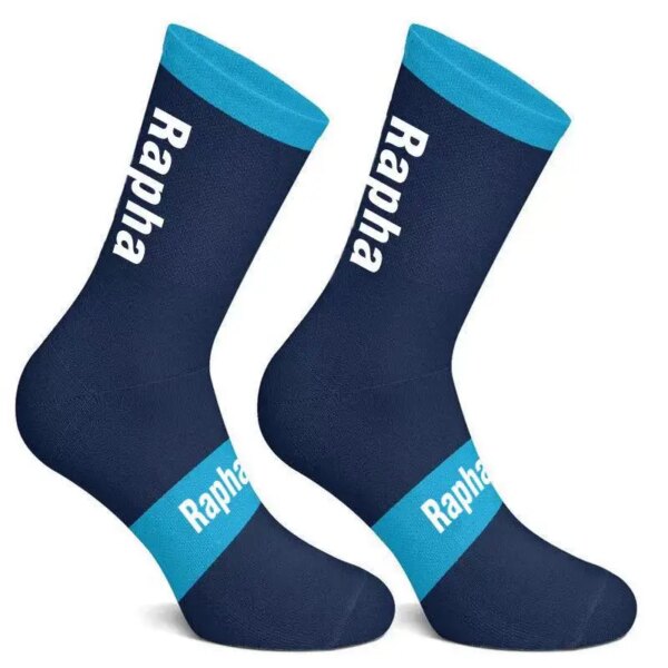 Calcetines de ciclismo a rayas para hombre y mujer, medias de compresión resistentes al desgaste para bicicleta de carretera, color azul marino, 4 colores, 2021