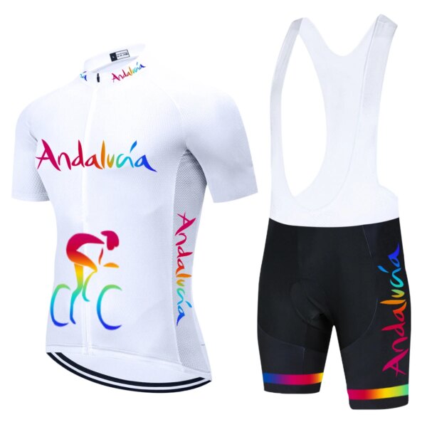 Camiseta de Ciclismo del equipo de Andalucía para hombre, pantalones cortos de Gel 20D, Ropa de Ciclismo de montaña, Culotte, Verano, 2021