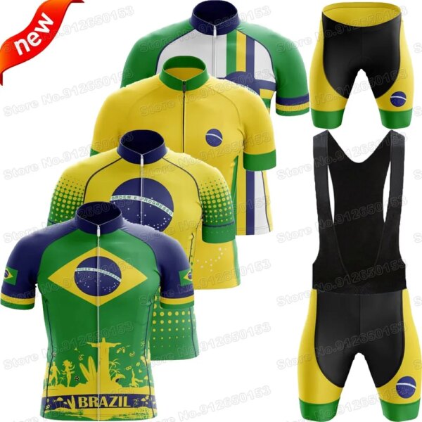 Conjunto de Jersey de ciclismo de Brasil, ropa de ciclismo de verano, camisetas para bicicleta de carretera, traje, pantalones cortos para bicicleta de montaña, 2022