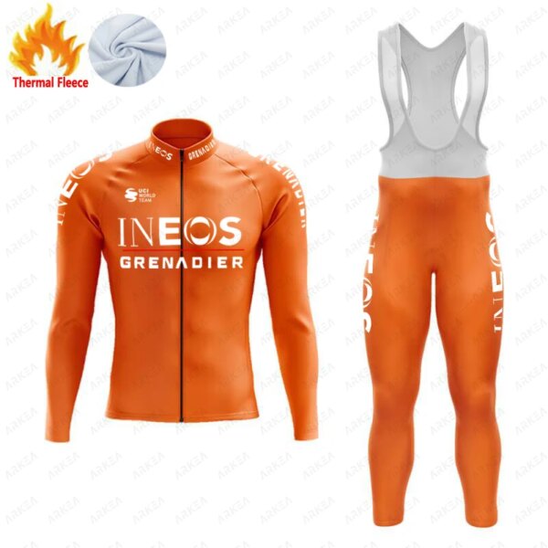 INEOS-Conjunto de ciclismo térmico para hombre, pantalones de lana térmicos para bicicleta, Baberos, camisetas de ciclismo para hombre, 2022