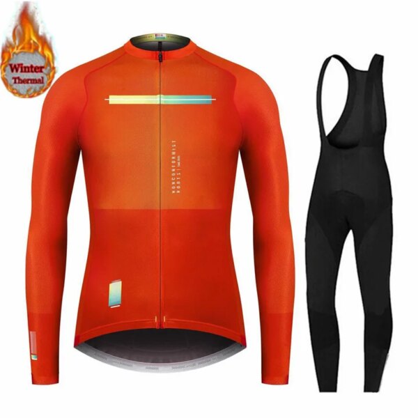 Conjunto de Ropa de Ciclismo para hombre, Jersey térmico de lana de manga larga para invierno, pantalones con pechera, novedad de España de 2022