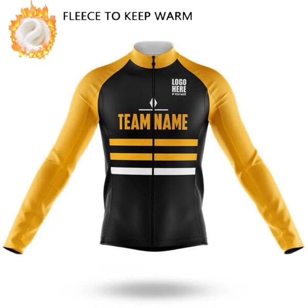 2022 personalizado nombre del equipo personalizado de manga larga Unisex invierno térmico polar Ciclismo Jerseys Ciclismo diseño personalizado camisetas de bicicleta