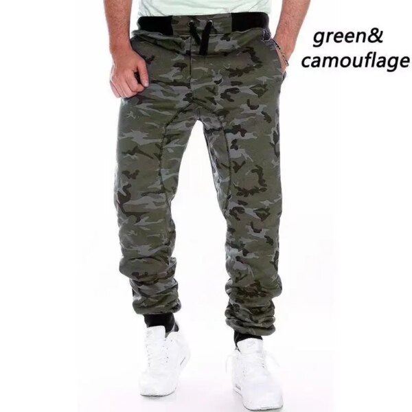 2023 Otoño/Invierno nuevos hombres Casual Camo Mediados de cintura alta elástico impreso tela elástica Spot deportes pantalones para correr