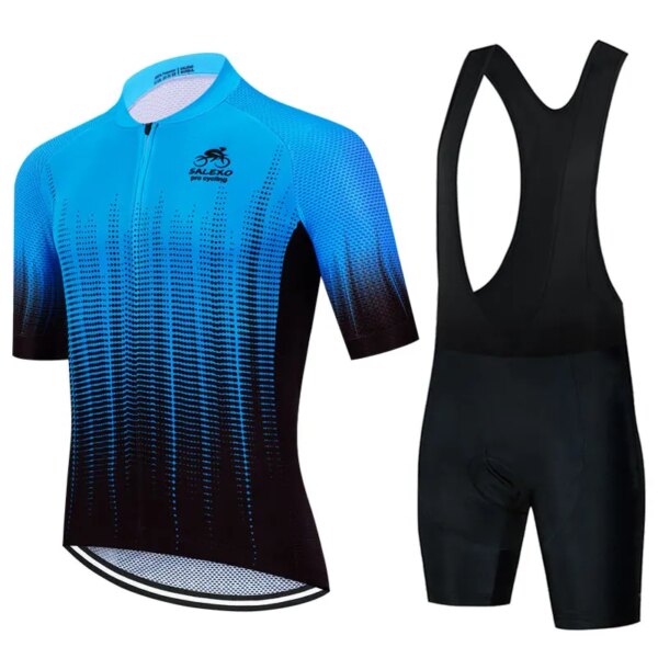 Conjunto de Jersey de Ciclismo azul para hombre, ropa de Ciclismo, camisetas para bicicleta de carretera, traje, pantalones cortos, ropa deportiva, Maillot, traje de Ciclismo, 2023