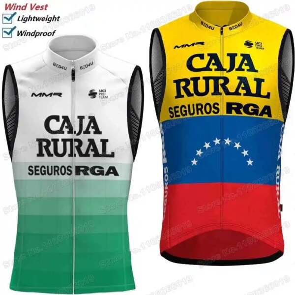 Caja Rural equipo de ciclismo chaleco a prueba de viento campeón de Venezuela chaleco de viento Jersey de Ciclismo de Carretera sin mangas cortavientos para bicicleta MTB 2023