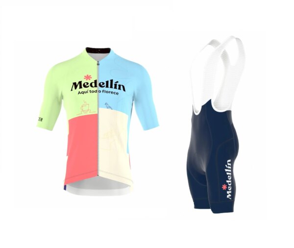 Medellín-equipo EPM para hombre, Jersey de Ciclismo, Ropa de bicicleta de manga corta con pantalones cortos y pechera, novedad de 2023