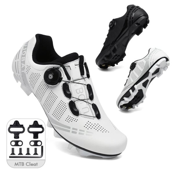 Zapatos de ciclismo de montaña para hombre y mujer, botas para bicicleta de carretera, zapatillas planas de velocidad para triatlón, calzado con tacos SPD, 2023