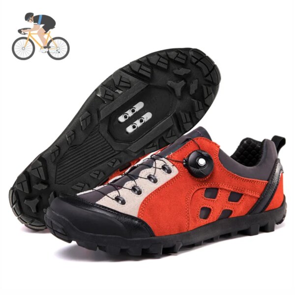 Zapatos de ciclismo MTB para hombre, calzado para bicicleta de montaña con autosujeción, tacos SPD, zapatillas planas para montar en bicicleta de Motocross, novedad de 2023