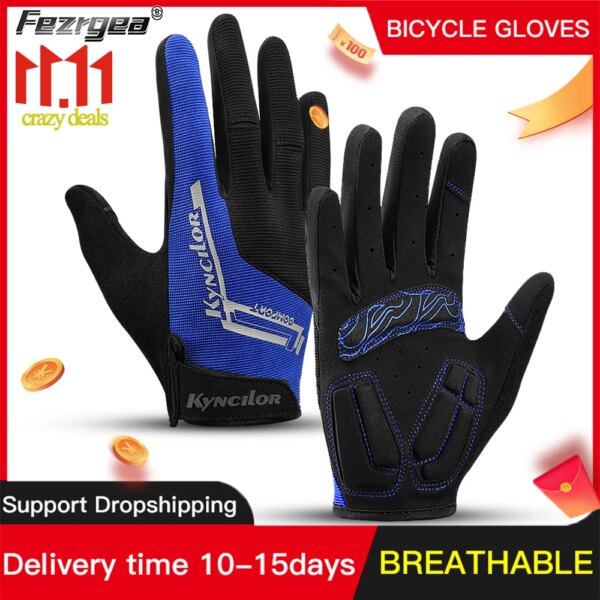 Guantes antideslizantes para ciclismo para hombre y mujer, guantes de dedo largo para deportes con pantalla táctil, Sbr, absorbentes de golpes, novedad de 2023