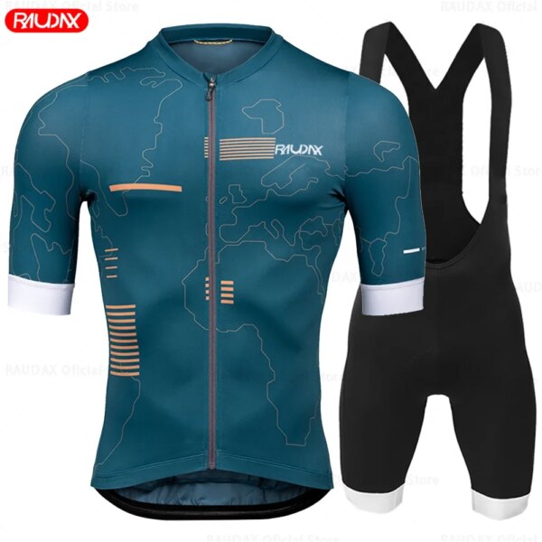 RAUDAX-Camiseta de ciclismo para hombre, conjuntos de ciclismo cómodos y transpirables, ropa de ciclismo de manga corta para bicicleta de montaña al aire libre, verano 2023