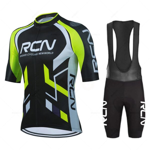 Conjunto de Jersey de Ciclismo de manga corta para equipo Rcn, Maillot transpirable para Ciclismo de montaña, pantalón con pechera para deportes al aire libre, ropa de Ciclismo de verano 2023