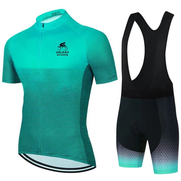 Salexo-ropa de ciclismo para hombre, pantalón corto de carreras, traje transpirable, Jersey de ciclismo de montaña, Kits de ciclismo, verano 2023