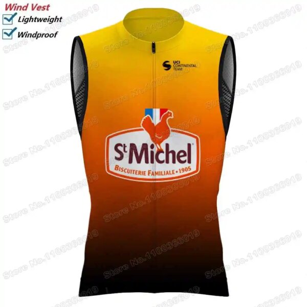 Chaleco de ciclismo St Michel para hombre, chaleco cortavientos a prueba de viento para equipo profesional de Francia, Jersey de Ciclismo de Carretera sin mangas, cortavientos, Maillot de montaña, 2023