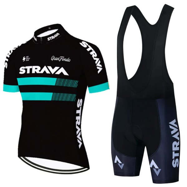 2023 Strava Ciclismo Jersey conjunto de manga corta para hombres Anti-UV bicicleta ciclismo Jersey conjunto bicicleta Pro equipo verano ciclismo ropa