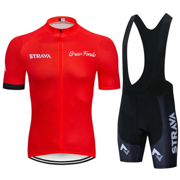 Strava-Conjunto de Ciclismo para hombre, Jersey de Ciclismo de manga corta, Kit de ropa para Ciclismo de montaña, Maillot de triatlón, 2023