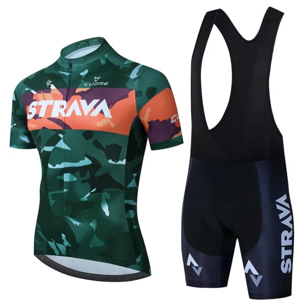 2023 Strava profesional bicicleta equipo Maillot de manga corta Ciclismo hombres Ciclismo Jersey conjuntos verano transpirable Ciclismo ropa traje