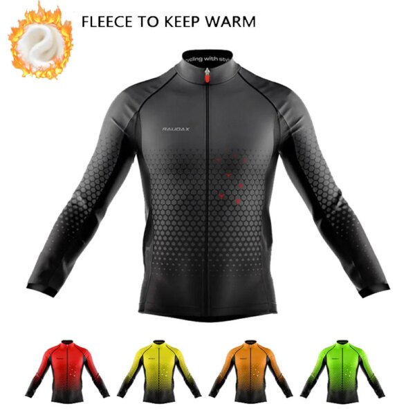 Camisetas de Ciclismo de invierno para hombre, chaquetas cálidas de manga larga, camisetas térmicas de lana para bicicleta de montaña y carretera, Maillot de Ciclismo, invierno 2023