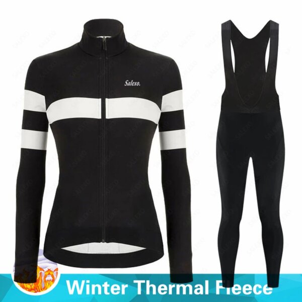 Conjunto de Jersey térmico de manga larga para Ciclismo para mujer, pantalones con pechera, Ropa de Ciclismo de montaña, uniforme, invierno 2023