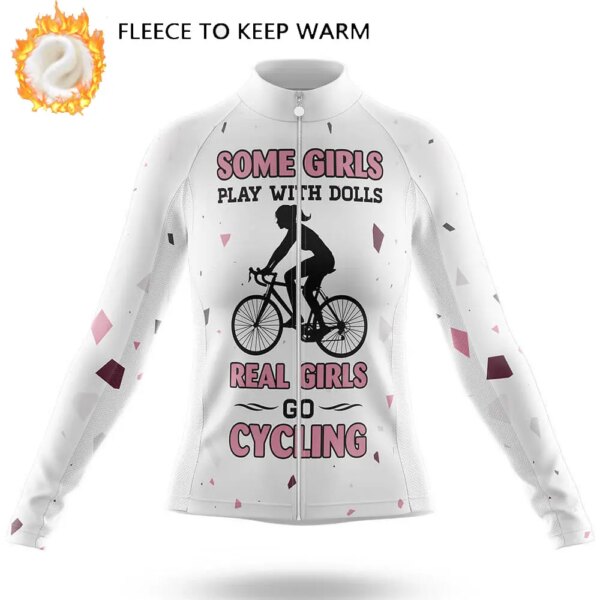 Ropa térmica de lana para ciclismo para mujer, Jerseys de ciclismo de manga larga para invierno, ropa para montar en bicicleta de carretera, Jersey cálido para bicicleta 2023