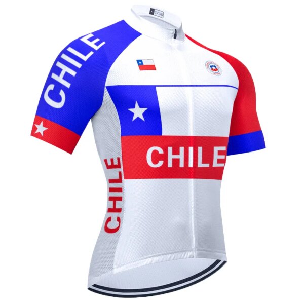 2024 Chile Chaqueta deportiva de ciclismo Camisa blanca Ropa de manga corta Jersey de carretera Bicycl Pro Outdoor Downhill Sweatproof Runing Moto Bib