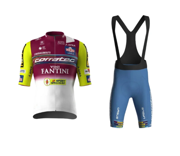 2024 Corratec Vini Fantini Team Jersey de Ciclismo para hombre Ropa de bicicleta de manga corta con pantalones cortos con pechera Ropa Ciclismo