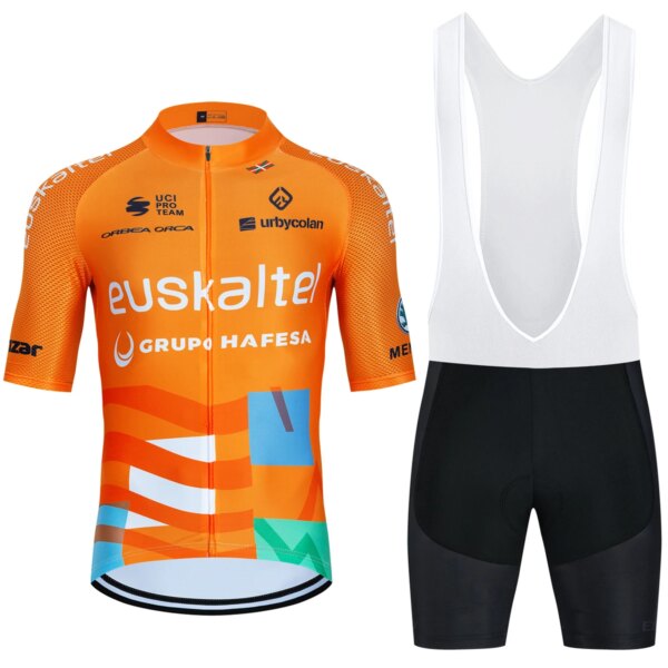 Euskadi-Camiseta del equipo de Ciclismo profesional para hombre y mujer, conjunto de pantalones cortos con pechera, Ropa de Ciclismo, Maillot, pantalones, 2024