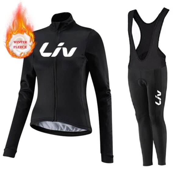 LIV-Conjunto de Jersey de Ciclismo de lana para mujer, Ropa de bicicleta de montaña, Ropa de Ciclismo para equipo de carreras, Invierno 2024